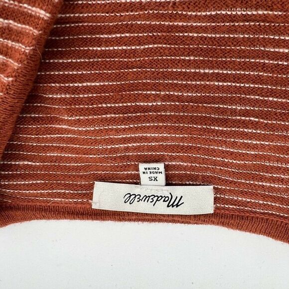 Madewell Summer Ryder Stripe Cardigan Open Front Long Line Rusty Torch XS - Picture 2 of 4
